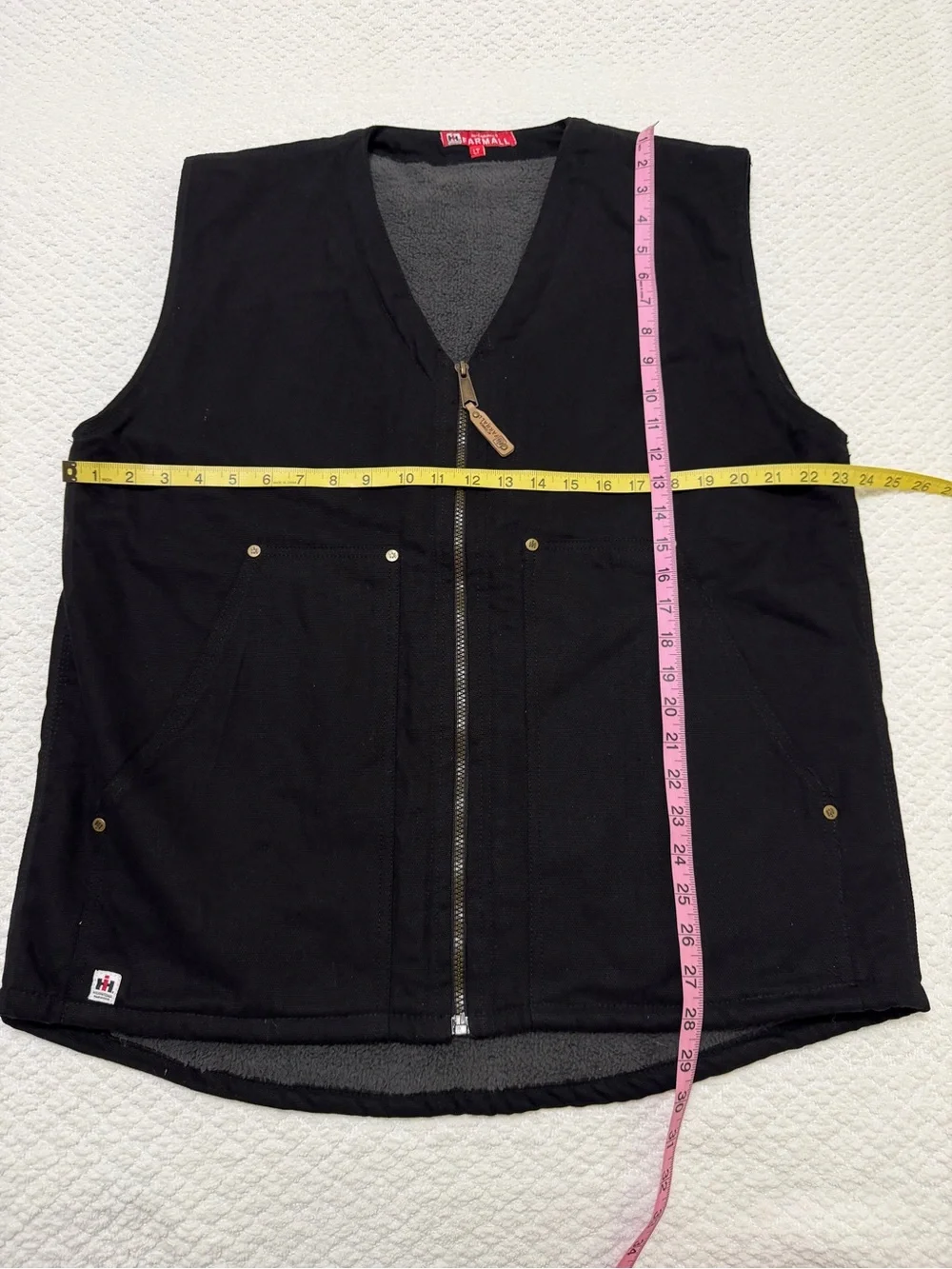 International Harvester McCormick Farmall Black Grey Vest Men’s Size Large Tall